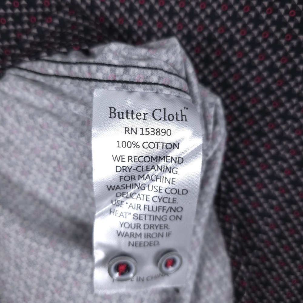 Buttercloth Shirt Mens XL Geometric Long Sleeve Button Up Flip Cuff - Picture 10 of 11